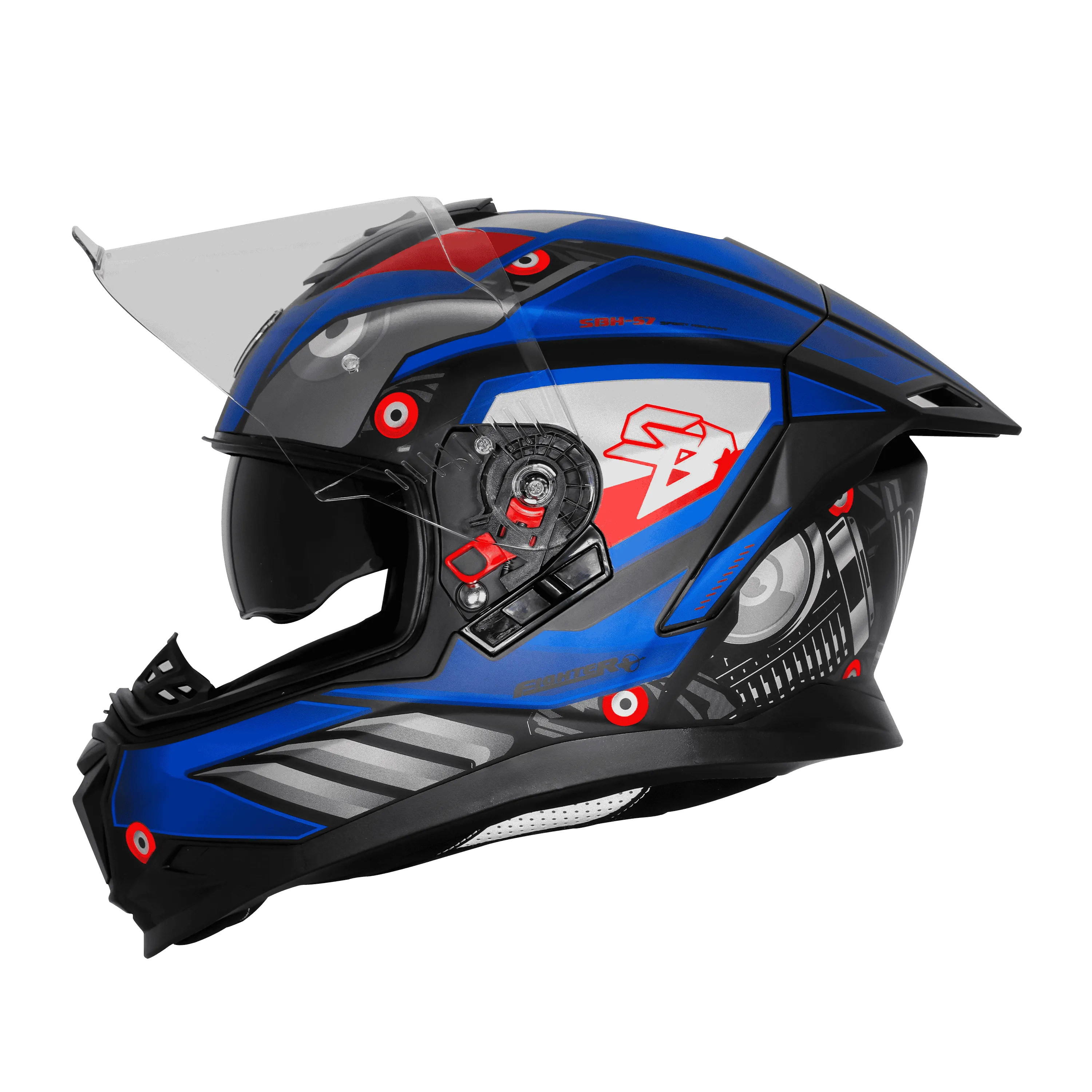 Steelbird Sbh 57 Fighter F8 Black Blue Full face helmet