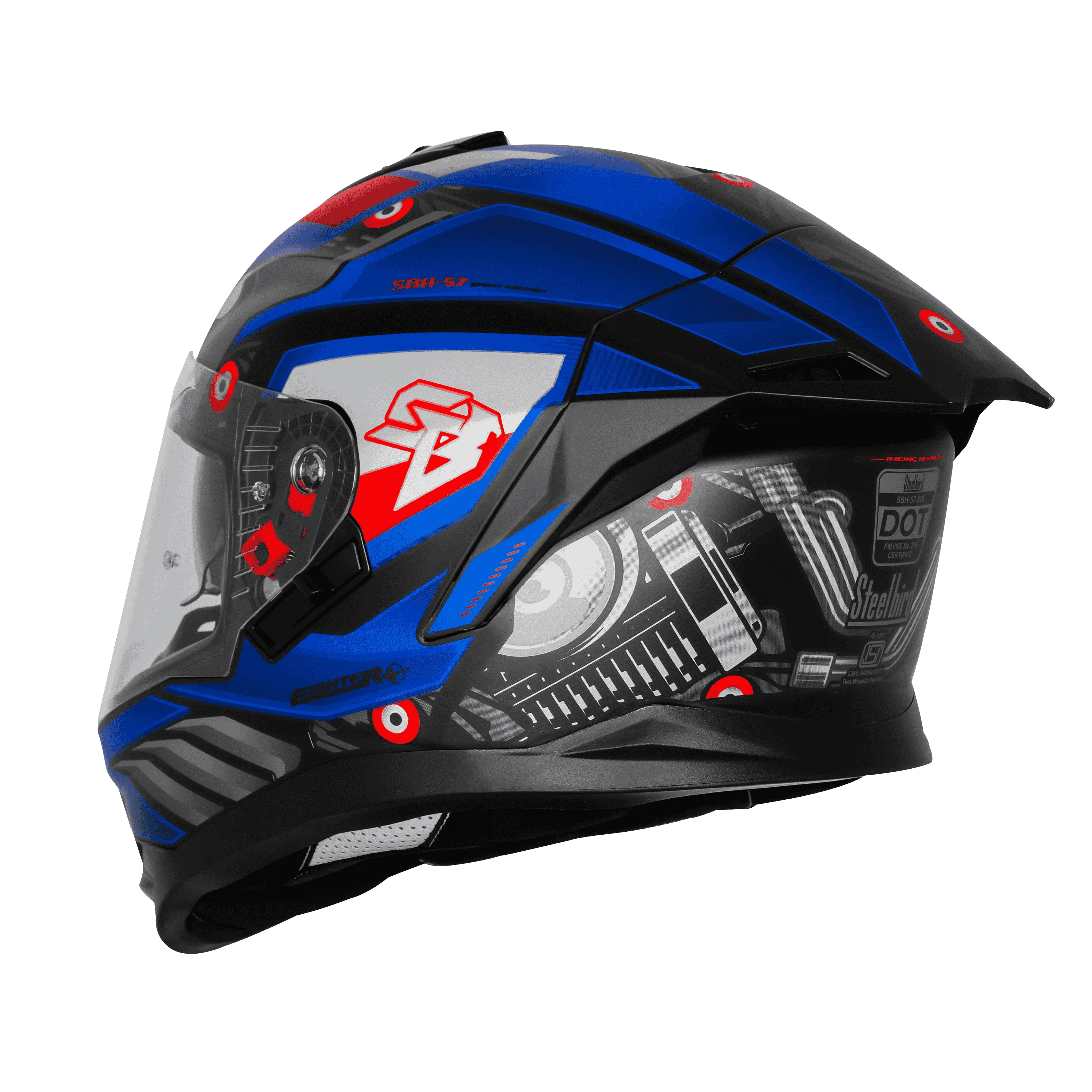 Steelbird Sbh 57 Fighter F8 Black Blue Full face helmet
