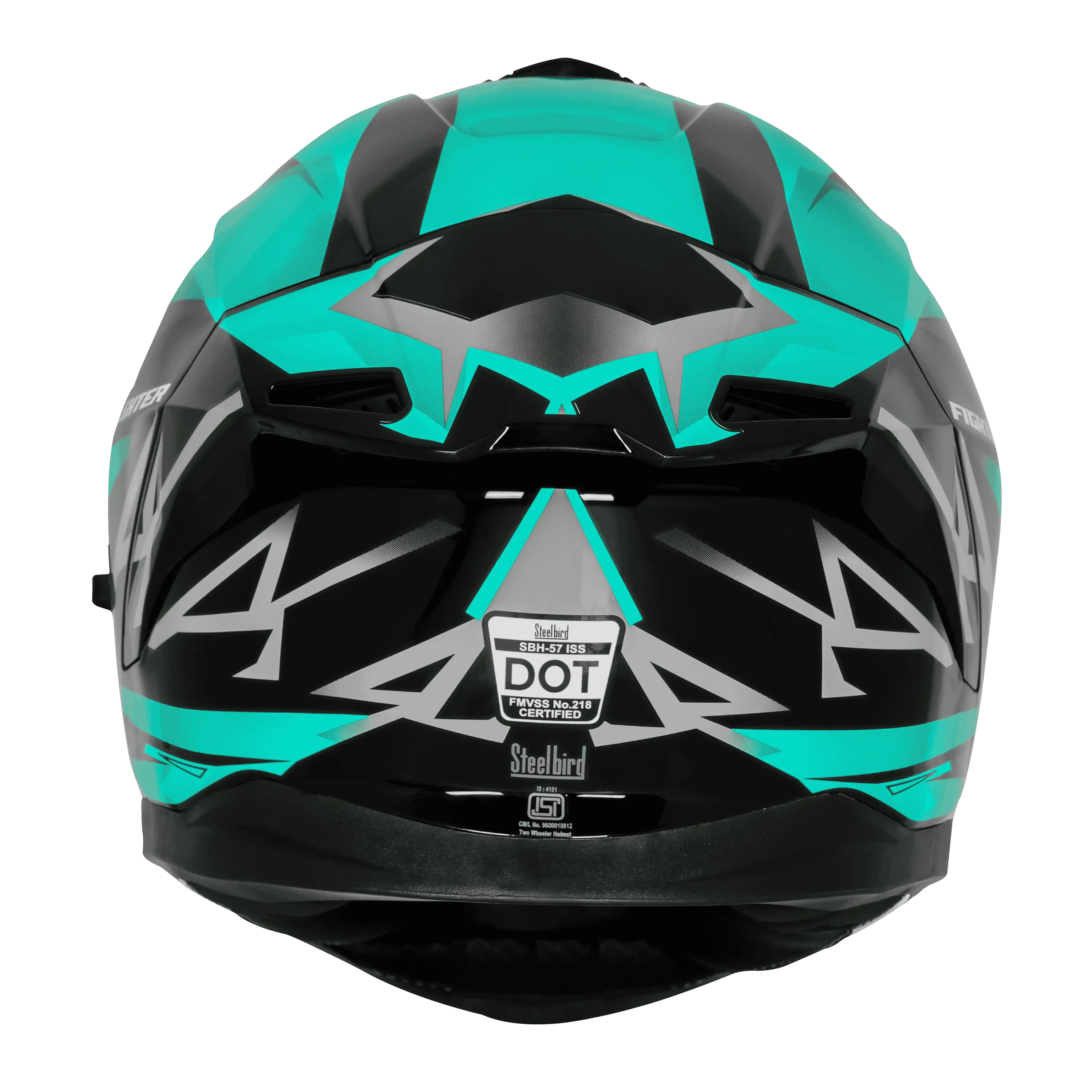 STEELBIRD Sbh 57 Iss Fighter F4 Black Green Full Face Helmet