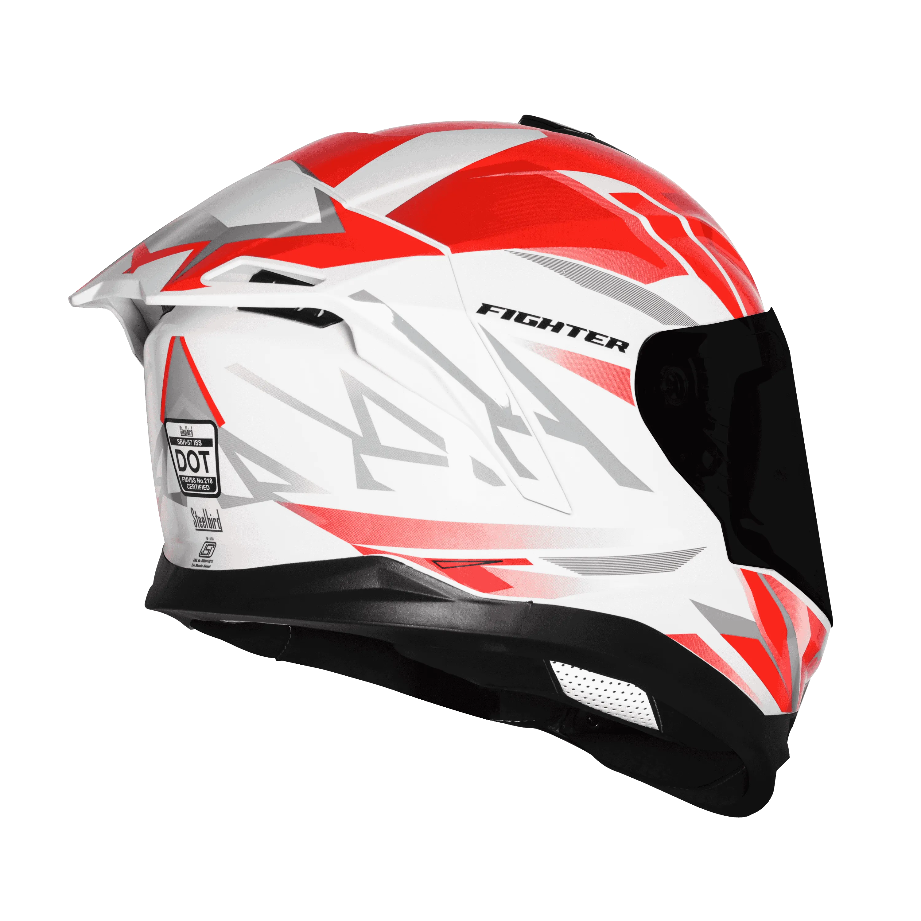 STEELBIRD Sbh 57 Iss Fighter F4 White Green Full Face Helmet