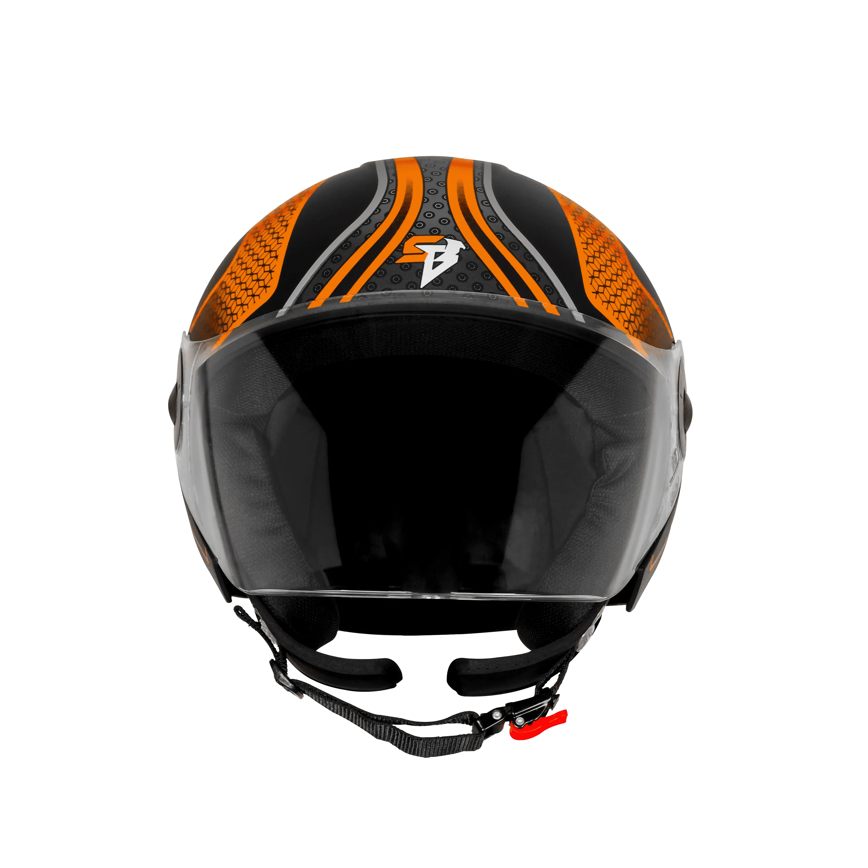 Steelbird Sbh 64 Zip Rebel Riders Black Orange Half Face Helmet