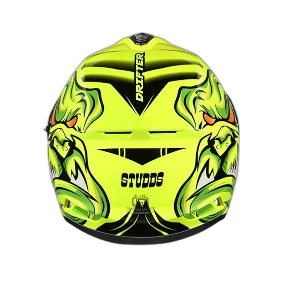 STUDDS Drifter D1 Fluorescent Yelow N5 Full Face Helmet