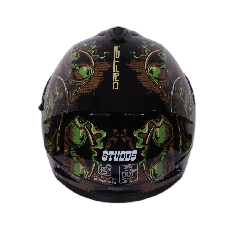 STUDDS Drifter D3 Black Green N3 Full Face Helmet