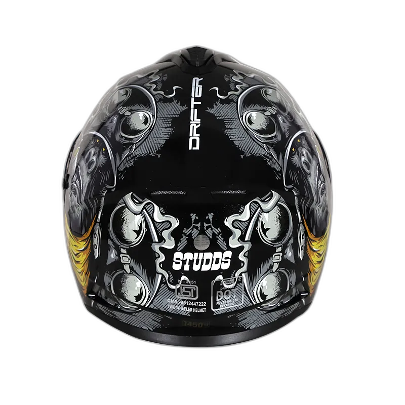 STUDDS Drifter D3 Black N5 Neon Yellow Full Face Helmet