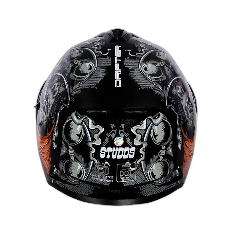 STUDDS Drifter D3 Black Orange N10 Full Face Helmet