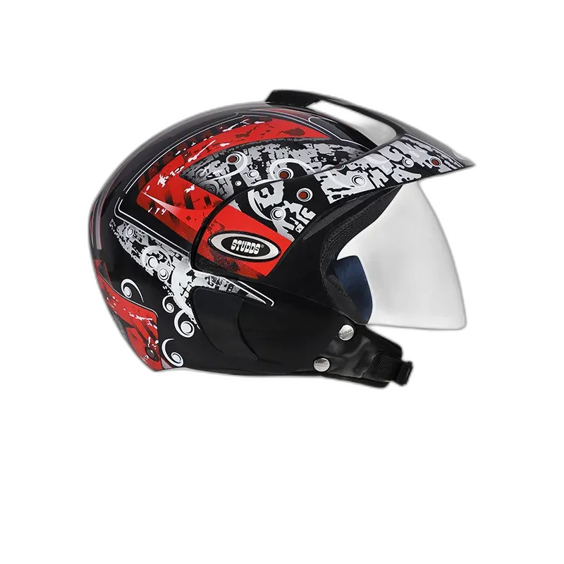 STUDDS Marshall Kids Red Black Half Face Helmet