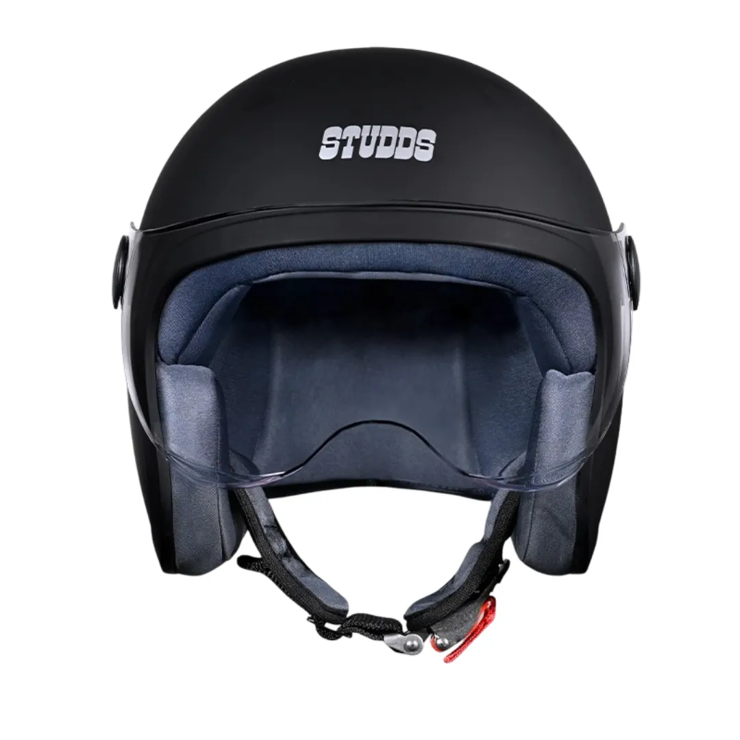 Studds Jet With Short Matt Black Half Face Helmet