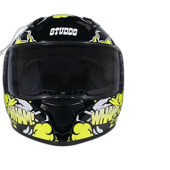 STUDDS Thunder D10 Black N5 Neon Yellow Full Face Helmet