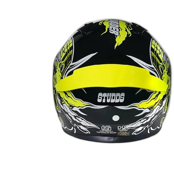 STUDDS Thunder D10 Black N5 Neon Yellow Full Face Helmet