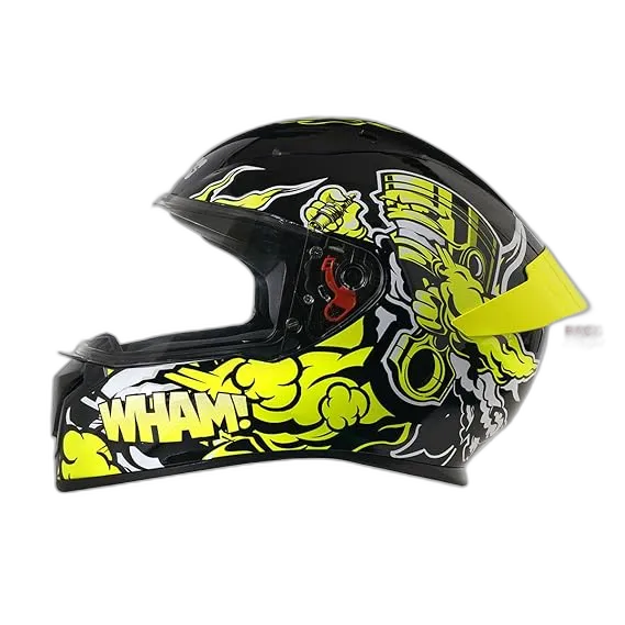 STUDDS Thunder D10 Black N5 Neon Yellow Full Face Helmet