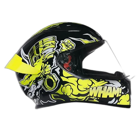 STUDDS Thunder D10 Black N5 Neon Yellow Full Face Helmet