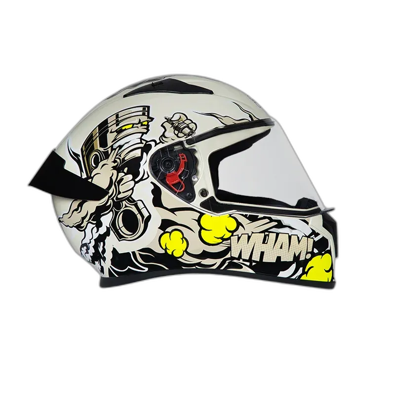 STUDDS Thunder D10 Spoiler White Yellow Full Face Helmet