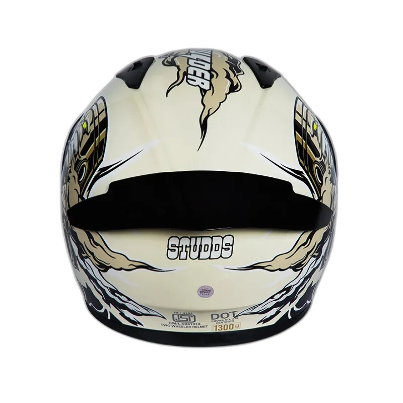STUDDS Thunder D10 Spoiler White Yellow Full Face Helmet