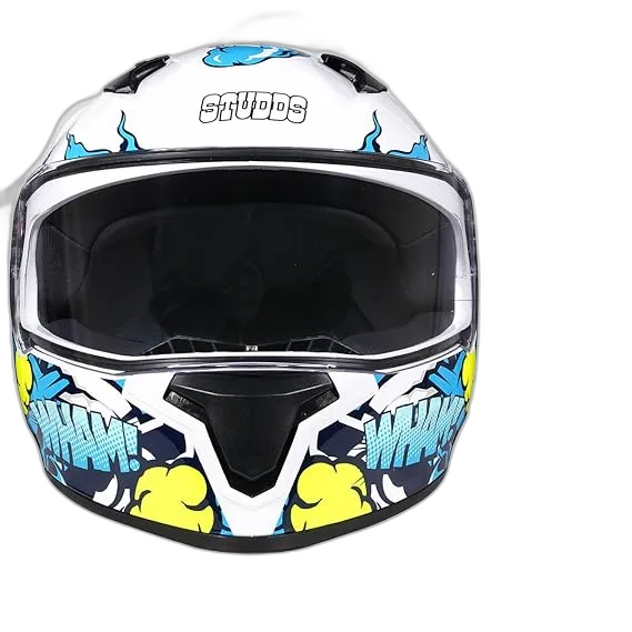 STUDDS Thunder D10 White N1 Blue Full Face Helmet