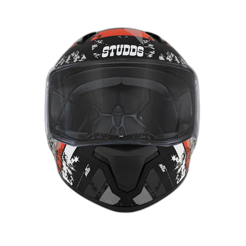 STUDDS Thunder D1 Matt Black N2 Red Full Face Helmet
