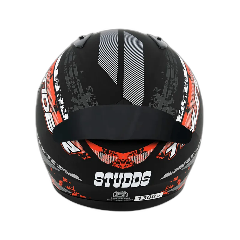 STUDDS Thunder D1 Matt Black N2 Red Full Face Helmet