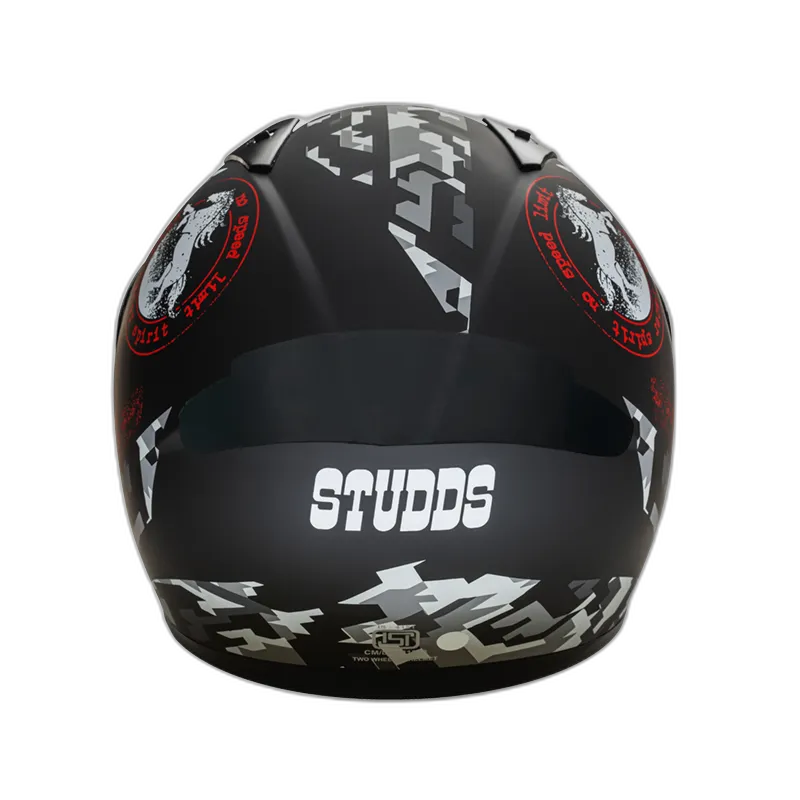 STUDDS Thunder D2 Matt Black N2 Red Full Face Helmet