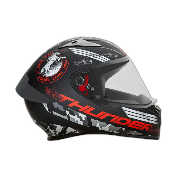 STUDDS Thunder D2 Matt Black N2 Red Full Face Helmet