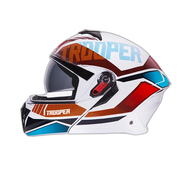 STUDDS Trooper D1 Wt Red N Flip Up Helmet