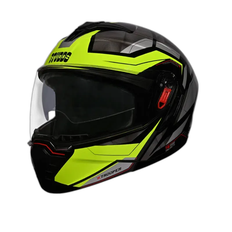 STUDDS Trooper D2 Black Fluorescent Yellow N5 Flip Up Helmet