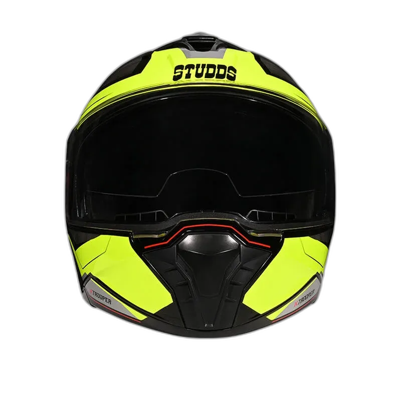 STUDDS Trooper D2 Black Fluorescent Yellow N5 Flip Up Helmet
