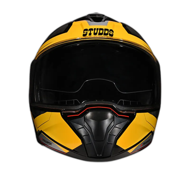 STUDDS Trooper D2 Black N5 Yellow Flip Up Helmet