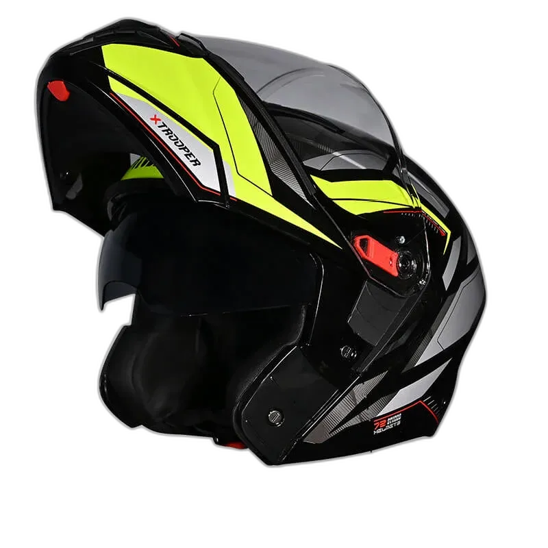 STUDDS Trooper D2 Fluorsent Yellow N5 Flip Up Helmet