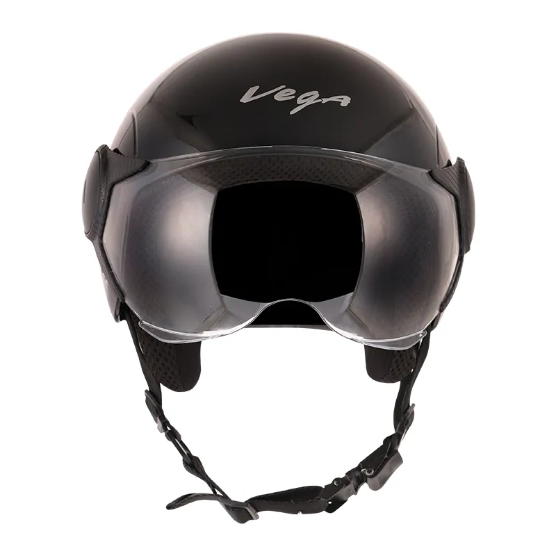 VEGA Atom Black Half Face Helmet
