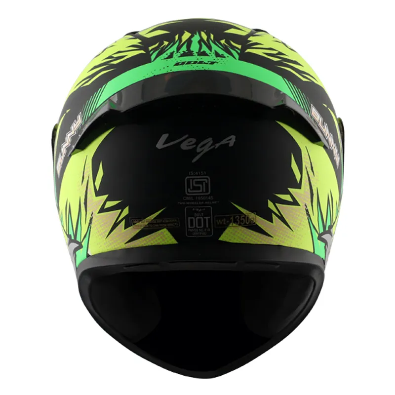 VEGA Bolt Bunny Dull Black Neon Yellow Full Face Helmet