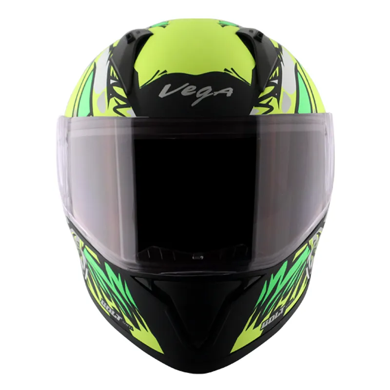 VEGA Bolt Bunny Dull Black Neon Yellow Full Face Helmet