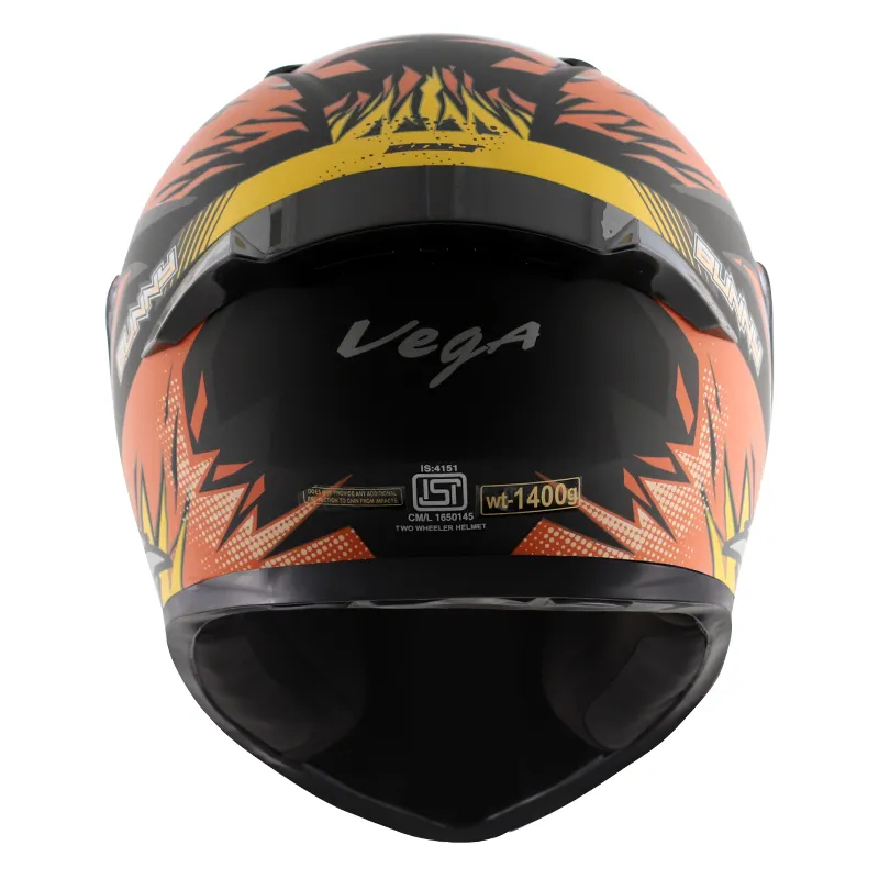 VEGA Bolt Bunny Dull Black Orange Full Face Helmet