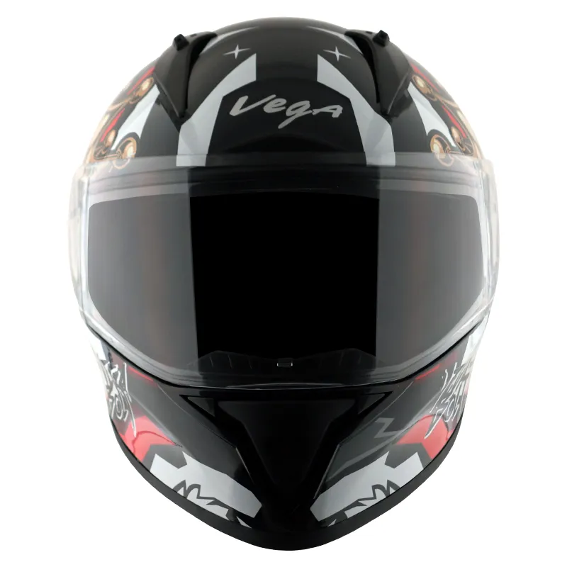 VEGA Bolt Crown Men Black Red Full Face Helmet