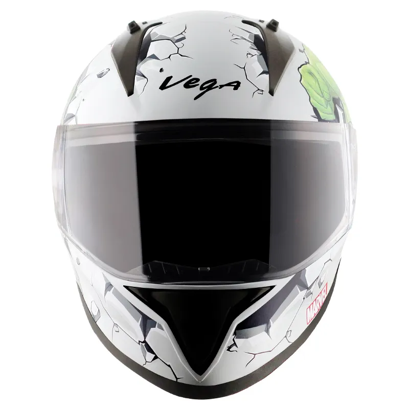VEGA Bolt Dx Marvel Hulk White Green Full Face Helmet