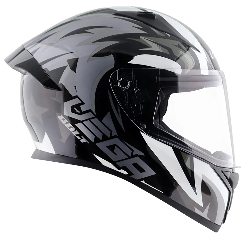VEGA Bolt Dx Speedx Black Grey Full Face Helmet