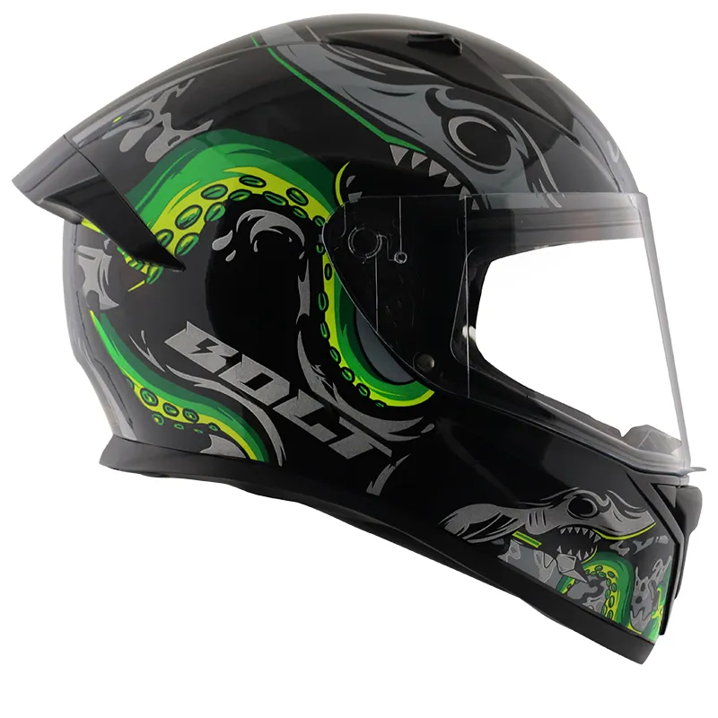 VEGA Bolt Octopus Black Neon Green Full Face Helmet