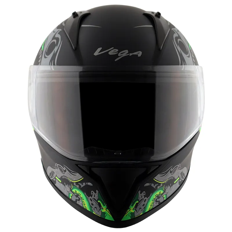 VEGA Bolt Octopus Dull Black Neon Green Full Face Helmet