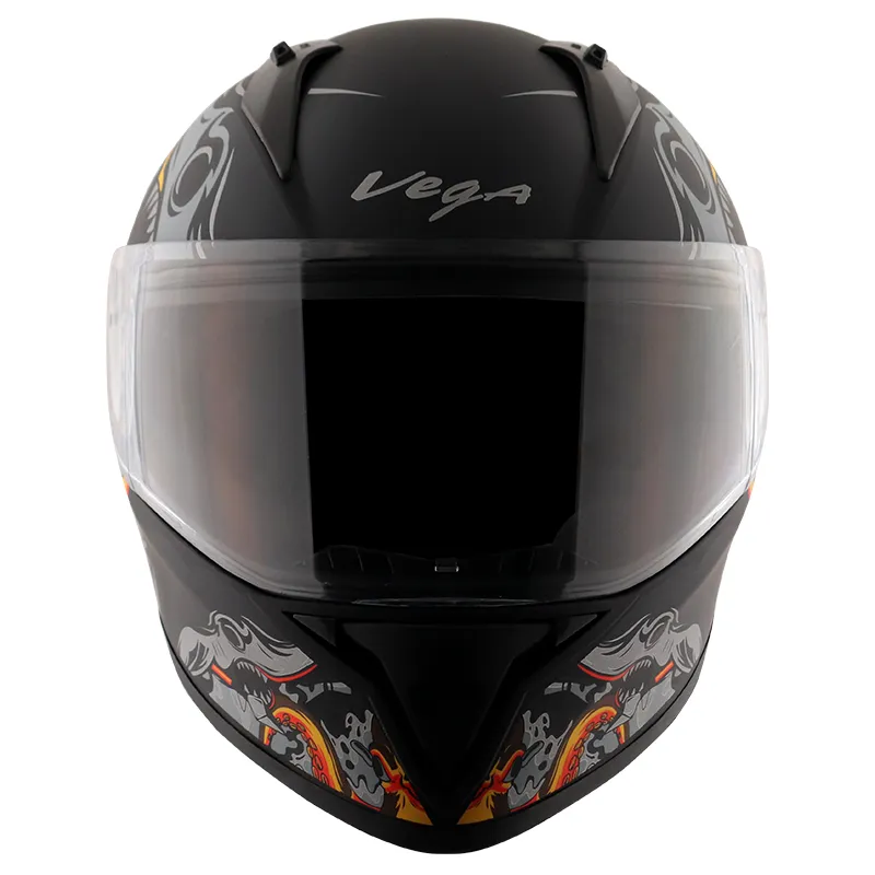 VEGA Bolt Octopus Dull Black Orange Full Face Helmet