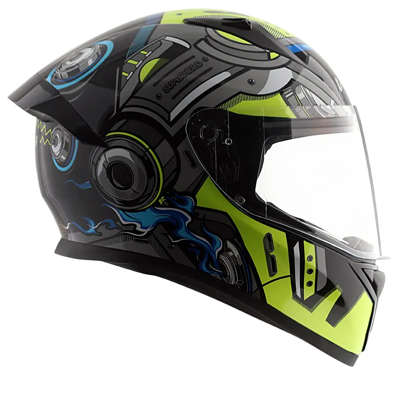 VEGA Bolt Superhero Black Neon Yellow Full Face Helmet