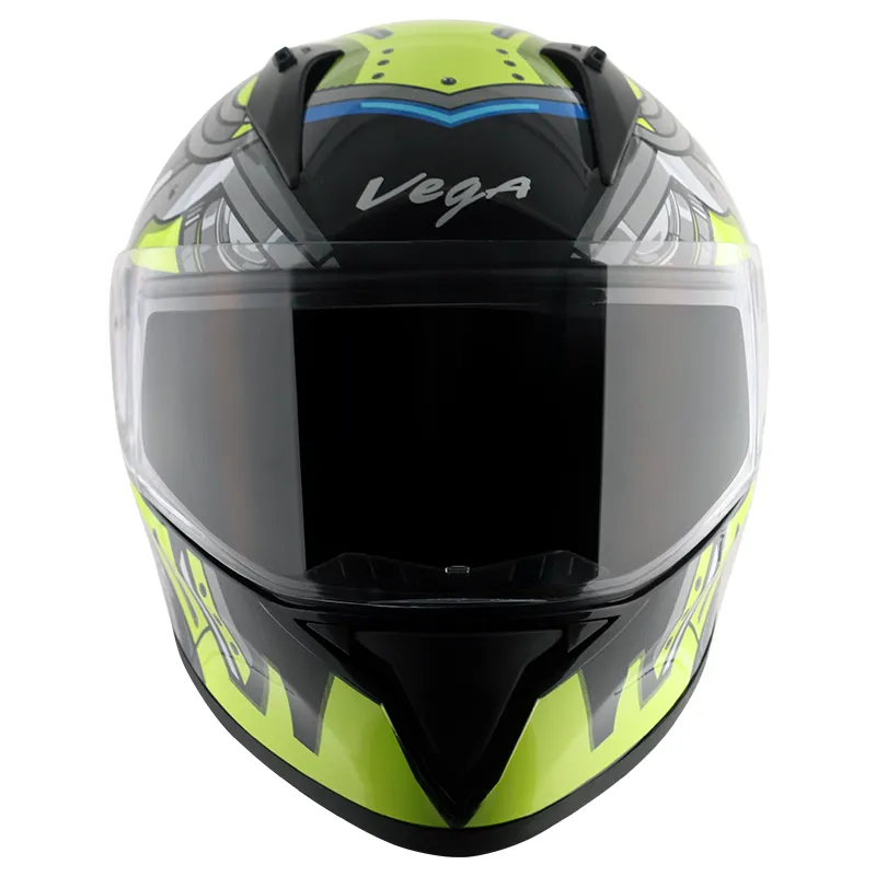 VEGA Bolt Superhero Black Neon Yellow Full Face Helmet