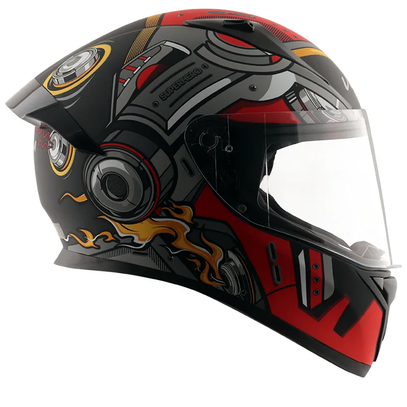 VEGA Bolt Superhero Dull Black Red Full Face Helmet