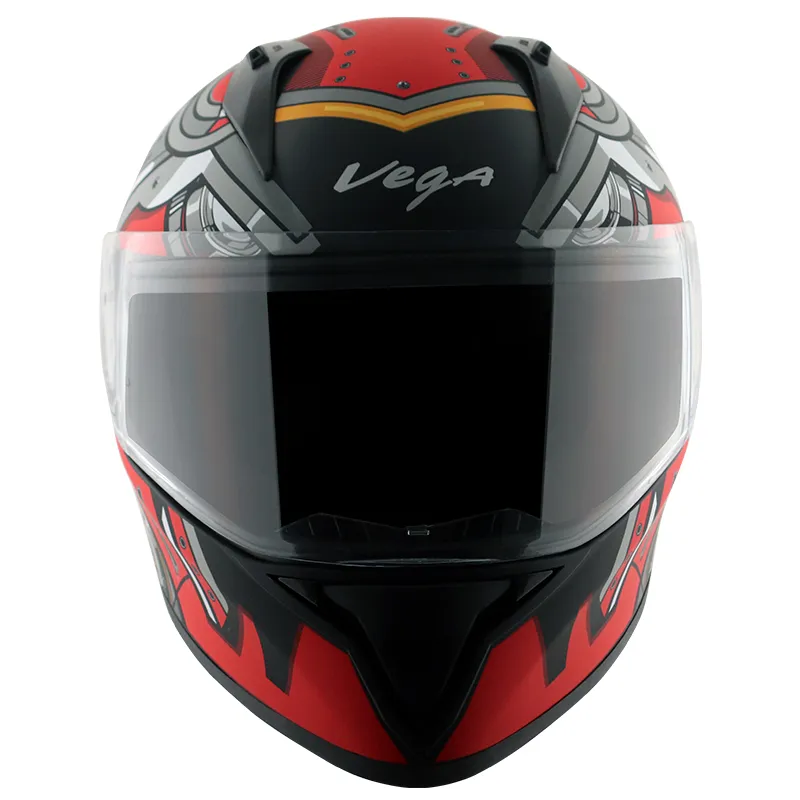 VEGA Bolt Superhero Dull Black Red Full Face Helmet