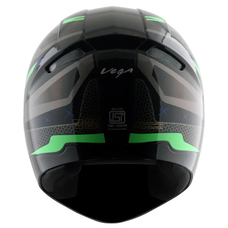 VEGA Breeze Dx Ricco Black Neon Green Full Face Helmet