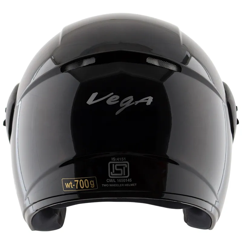 VEGA Buds Dx Without Peak Black Half Face Helmet
