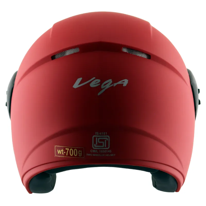 VEGA Buds Dx Without Peak Dull Red Half Face Helmet