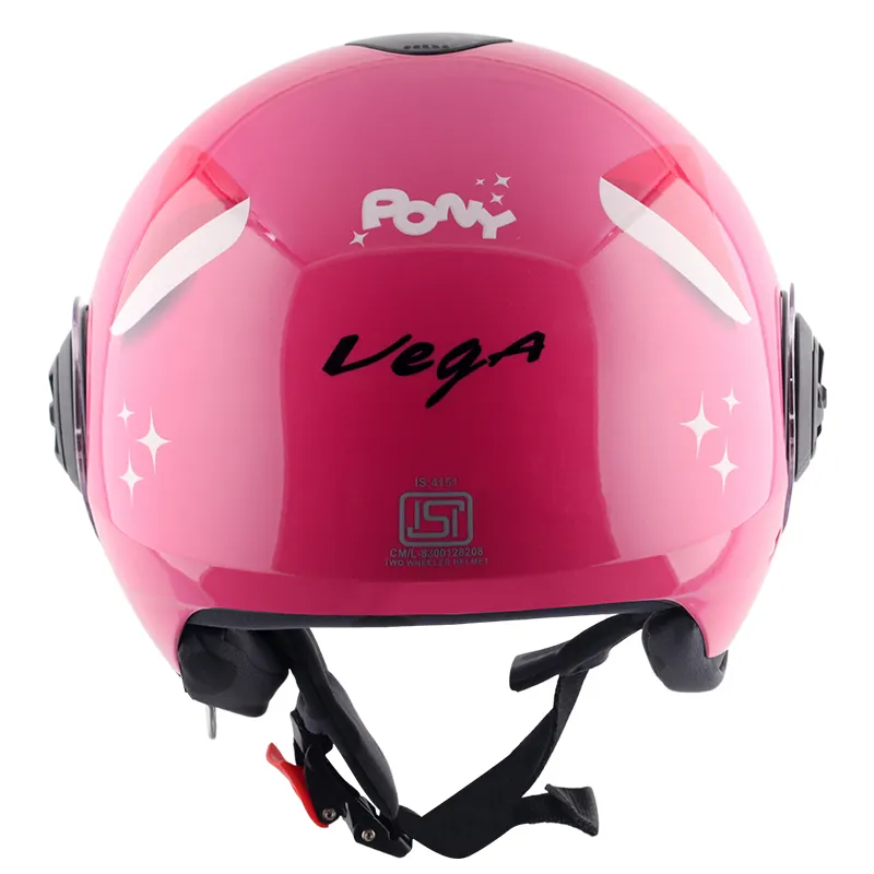 VEGA Chap Dx Pony Pink White Half Face Helmet