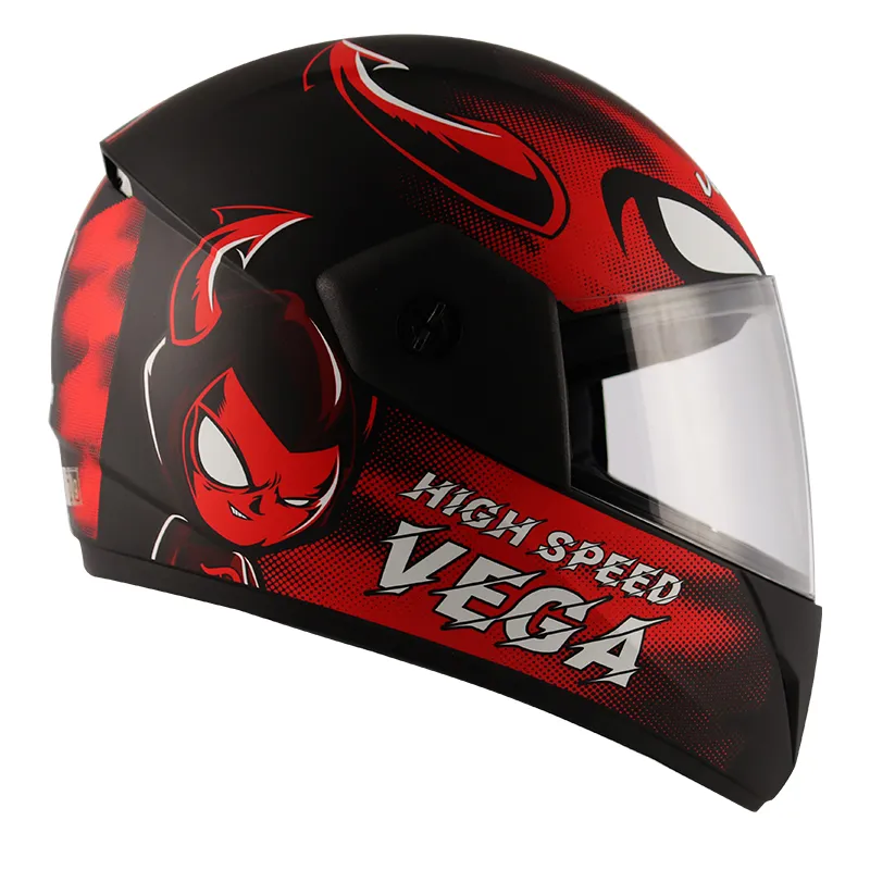 VEGA Cliff Devil Dull Black Red Full Face Helmet