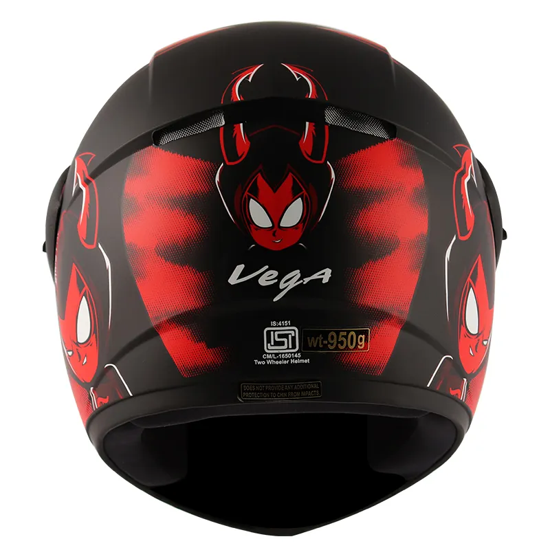 VEGA Cliff Devil Dull Black Red Full Face Helmet
