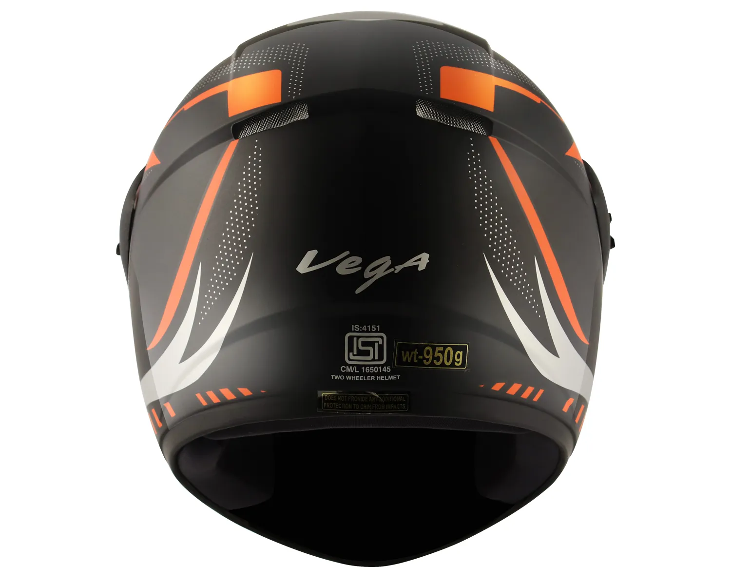 VEGA Cliff Styler Black Orange Full Face Helmet