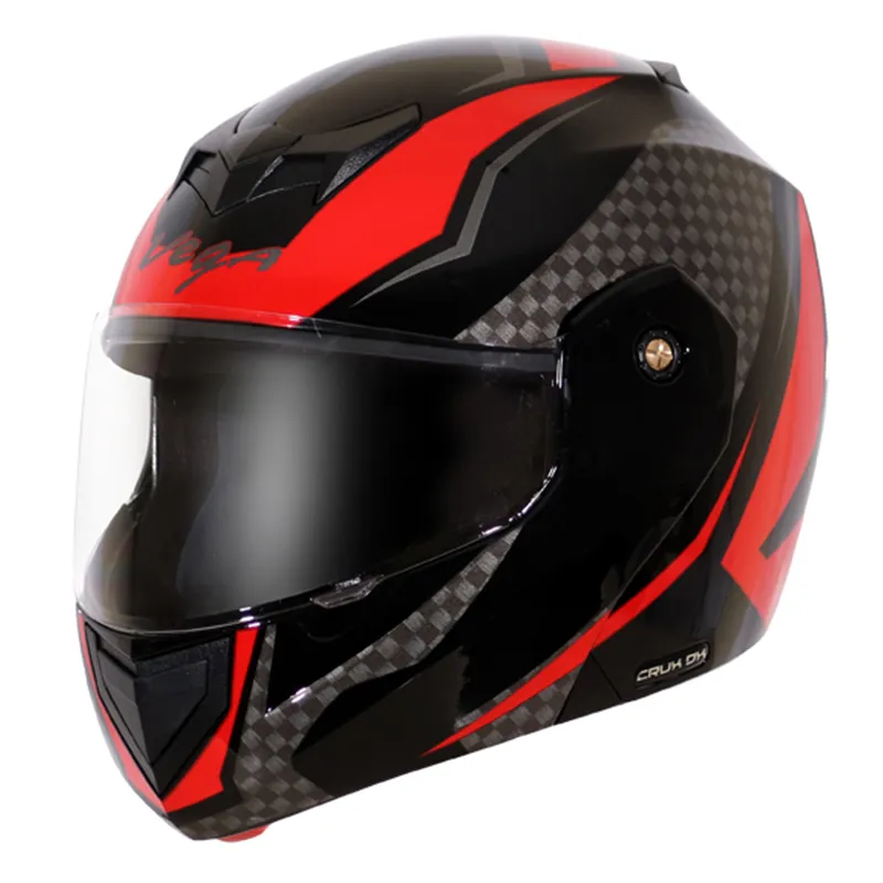 VEGA Crux Dx Checks Black Red Full Face Helmet