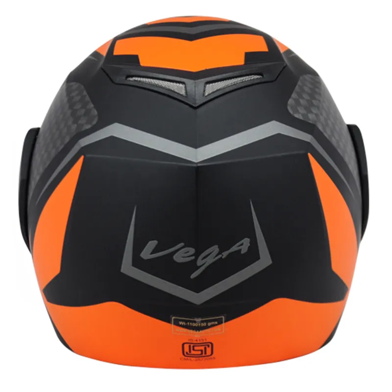 VEGA Crux Dx Checks Dull Black Orange Full Face Helmet